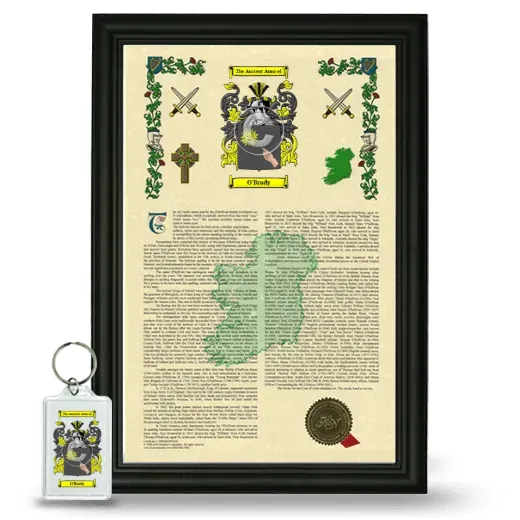 O'Brady Framed Armorial History and Keychain - Black