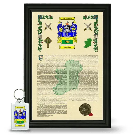O'Conlon Framed Armorial History and Keychain - Black