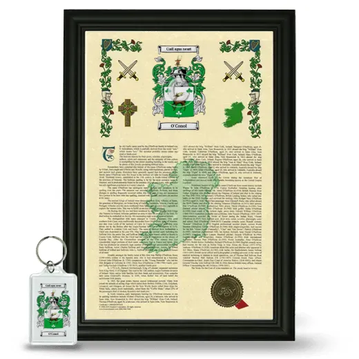 O'Conol Framed Armorial History and Keychain - Black