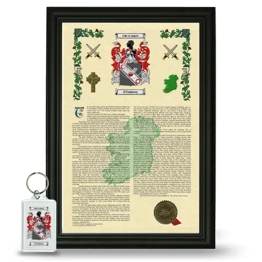O'Conway Framed Armorial History and Keychain - Black