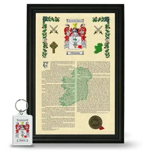 O'Donavan Framed Armorial History and Keychain - Black