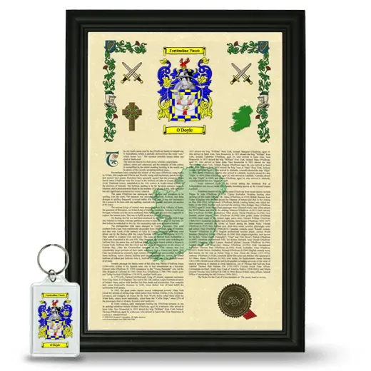 O'Doyle Framed Armorial History and Keychain - Black