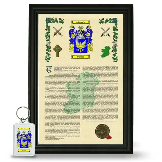 O'Dunn Framed Armorial History and Keychain - Black