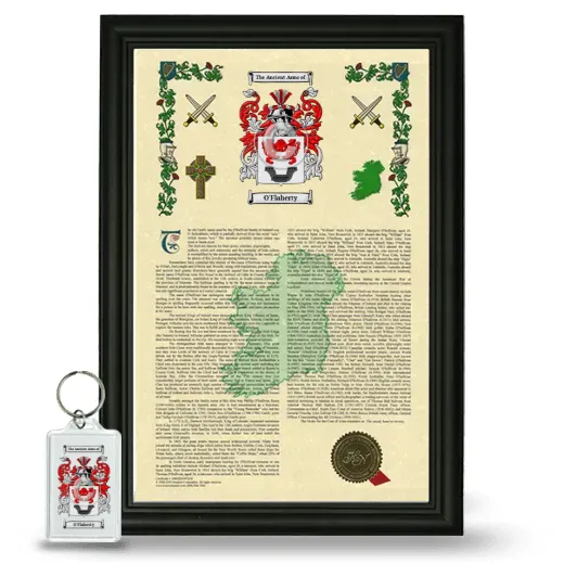 O'Flaherty Framed Armorial History and Keychain - Black