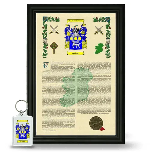 O'Flynn Framed Armorial History and Keychain - Black