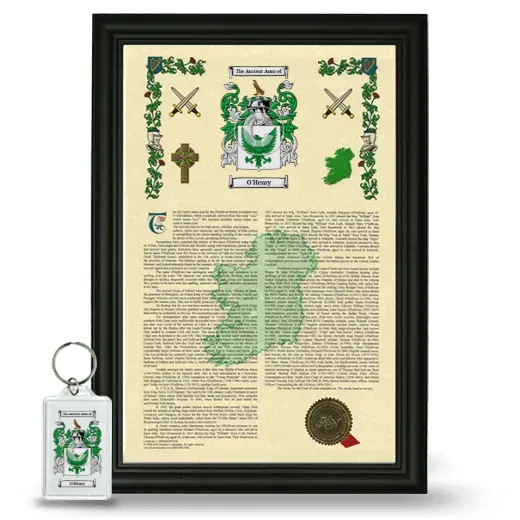O'Henry Framed Armorial History and Keychain - Black