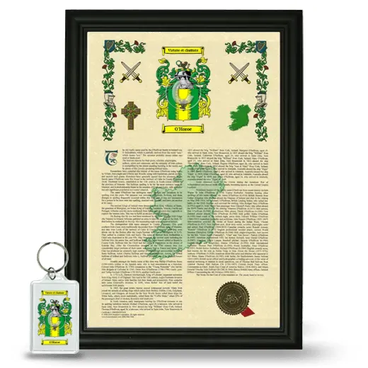 O'Horoe Framed Armorial History and Keychain - Black