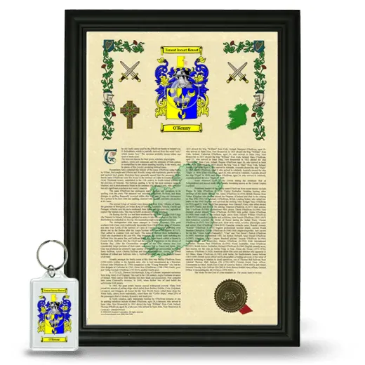 O'Kenny Framed Armorial History and Keychain - Black