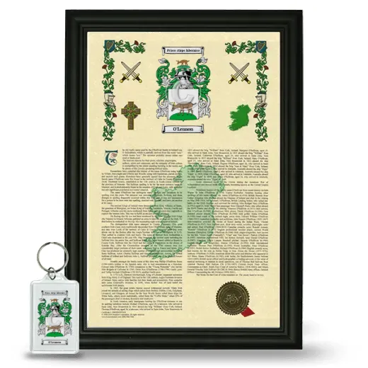 O'Lennon Framed Armorial History and Keychain - Black