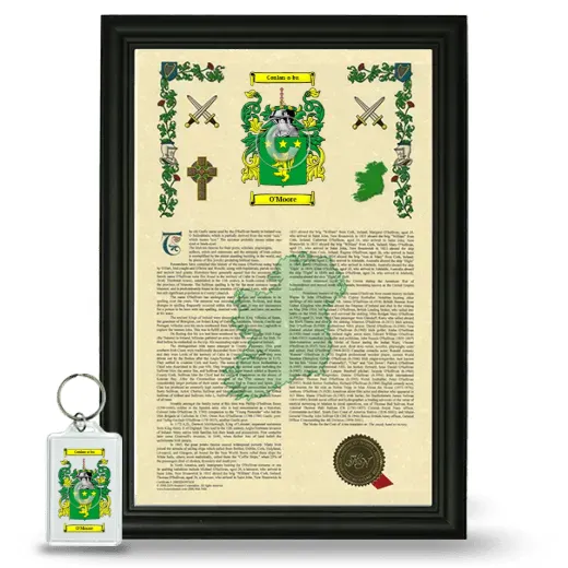 O'Moore Framed Armorial History and Keychain - Black