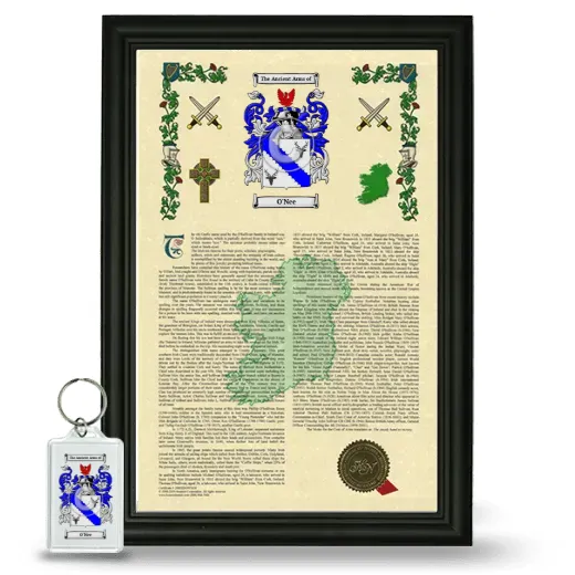 O'Nee Framed Armorial History and Keychain - Black