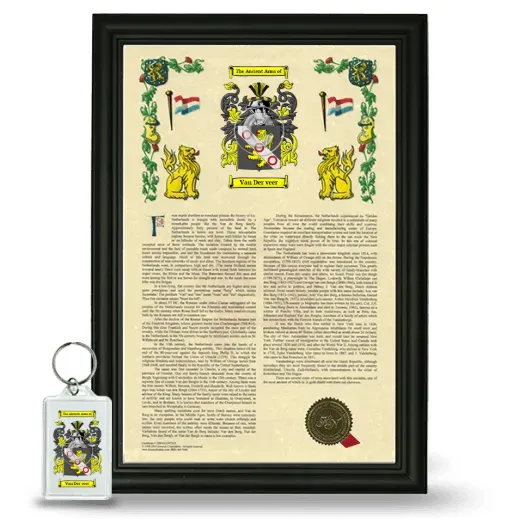 Van Der veer Framed Armorial History and Keychain - Black
