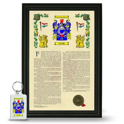 Van Dijk Framed Armorial History and Keychain - Black