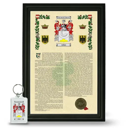 Achau Framed Armorial History and Keychain - Black