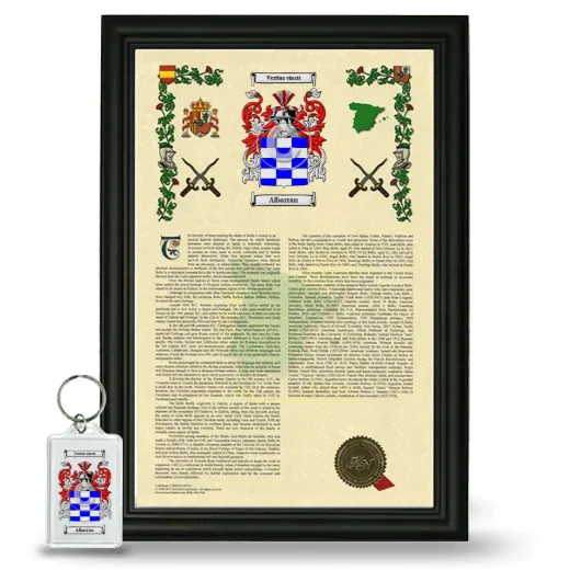 Albarran Framed Armorial History and Keychain - Black