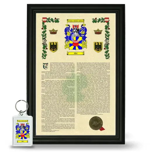 Aler Framed Armorial History and Keychain - Black