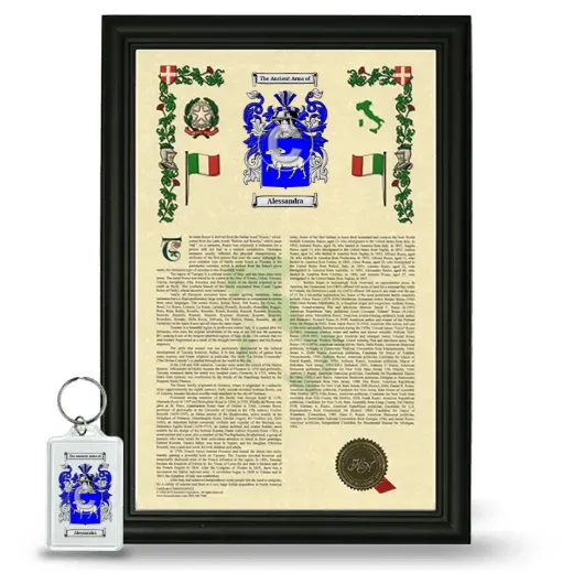 Alessandra Framed Armorial History and Keychain - Black