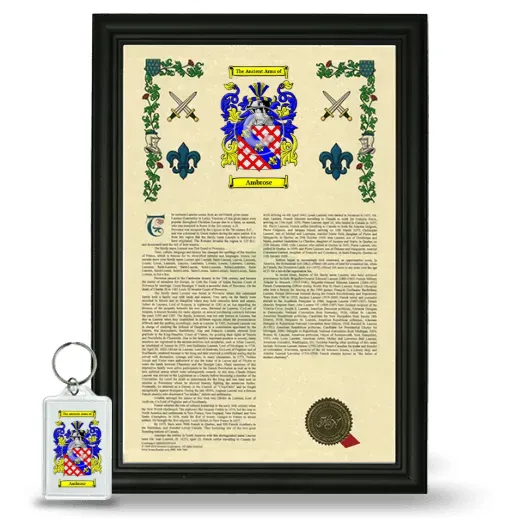 Ambrose Framed Armorial History and Keychain - Black