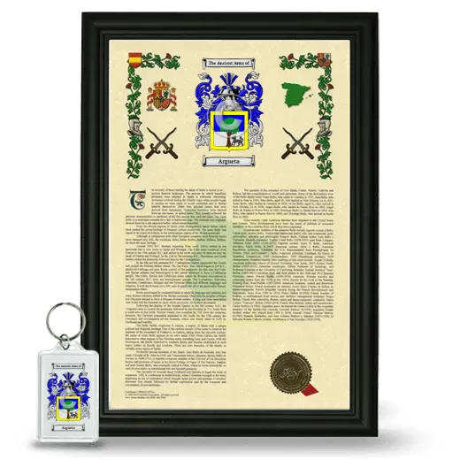 Argueta Framed Armorial History and Keychain - Black