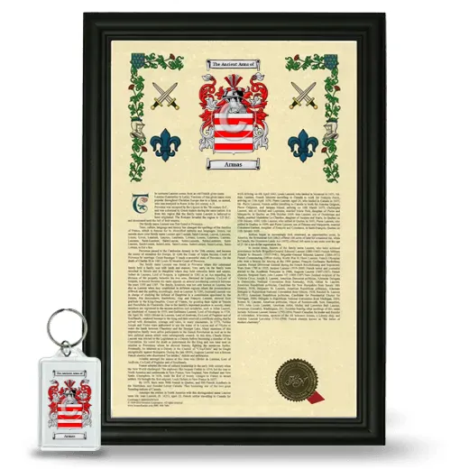 Armas Framed Armorial History and Keychain - Black