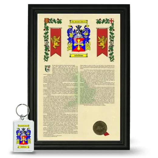 Athelstan Framed Armorial History and Keychain - Black