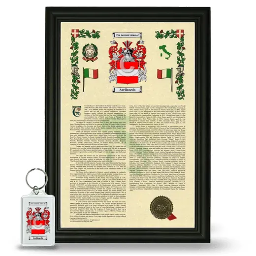 Avellaneda Framed Armorial History and Keychain - Black