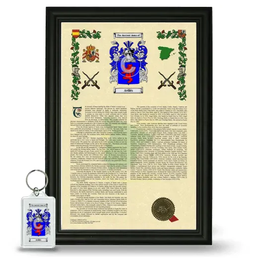 Avilés Framed Armorial History and Keychain - Black