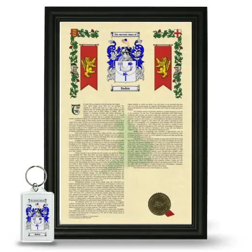 Badon Framed Armorial History and Keychain - Black