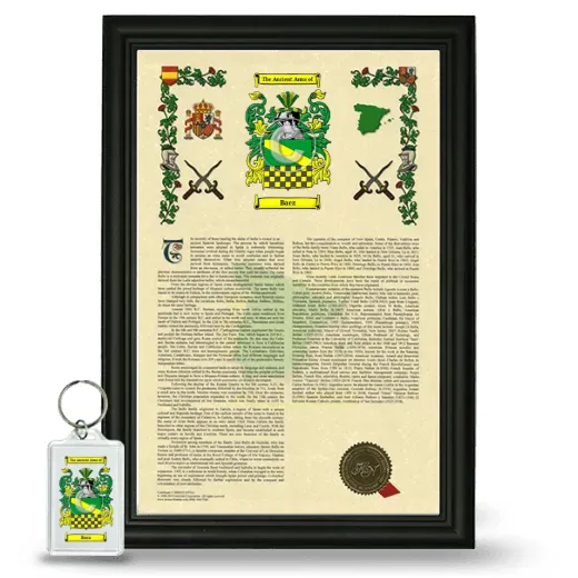 Baez Framed Armorial History and Keychain - Black