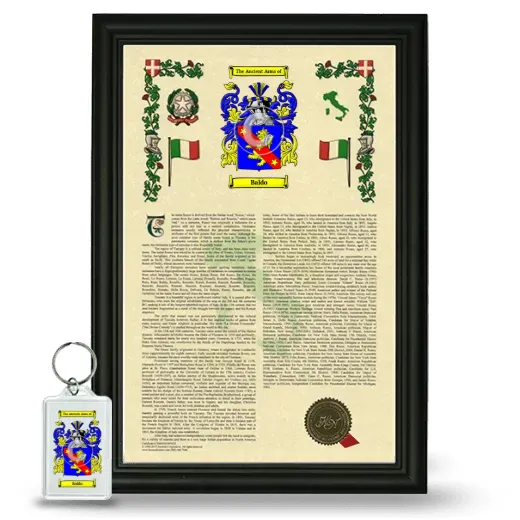 Baldo Framed Armorial History and Keychain - Black