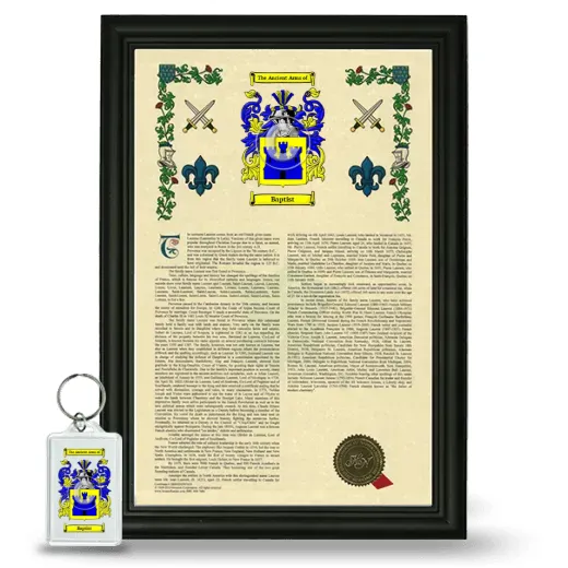Baptist Framed Armorial History and Keychain - Black