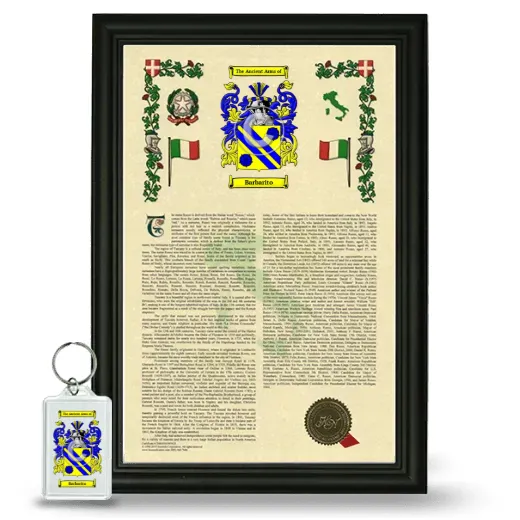 Barbarito Framed Armorial History and Keychain - Black
