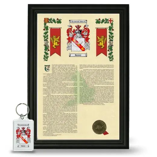 Barney Framed Armorial History and Keychain - Black
