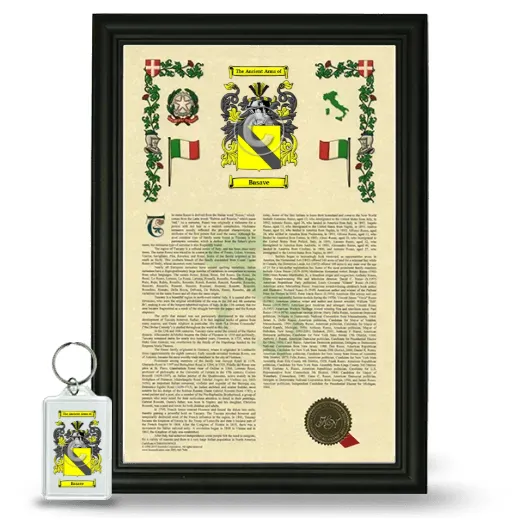 Basave Framed Armorial History and Keychain - Black