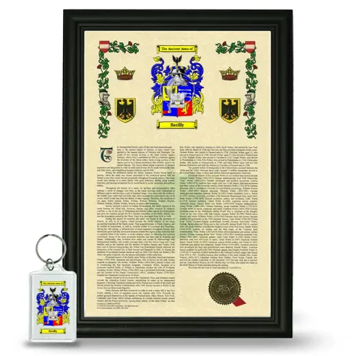 Basilly Framed Armorial History and Keychain - Black