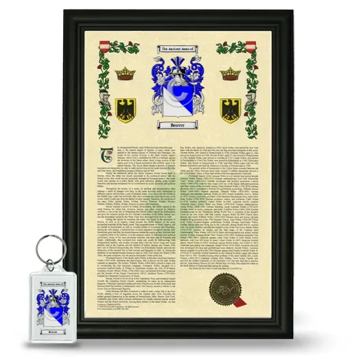 Beaver Framed Armorial History and Keychain - Black