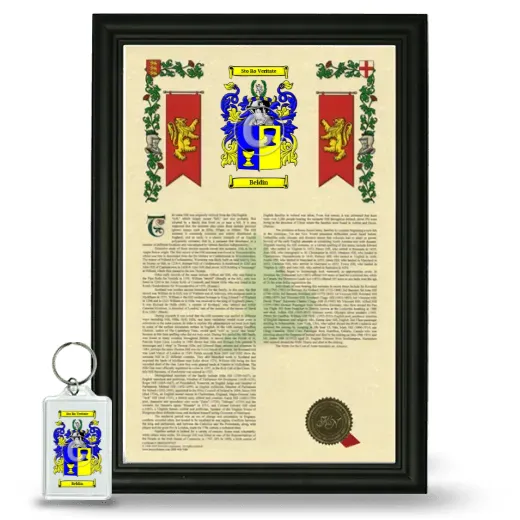 Beldin Framed Armorial History and Keychain - Black