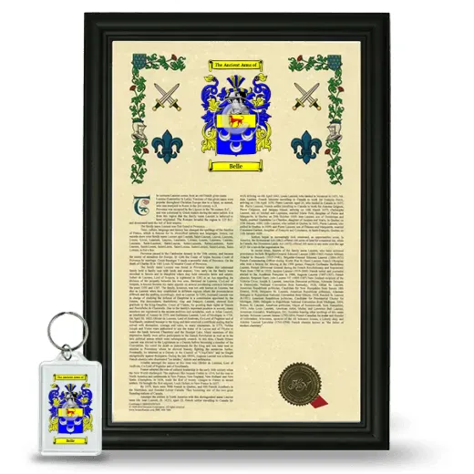 Belle Framed Armorial History and Keychain - Black