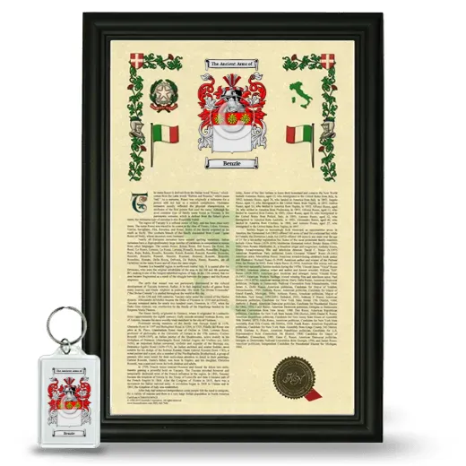 Benzie Framed Armorial History and Keychain - Black