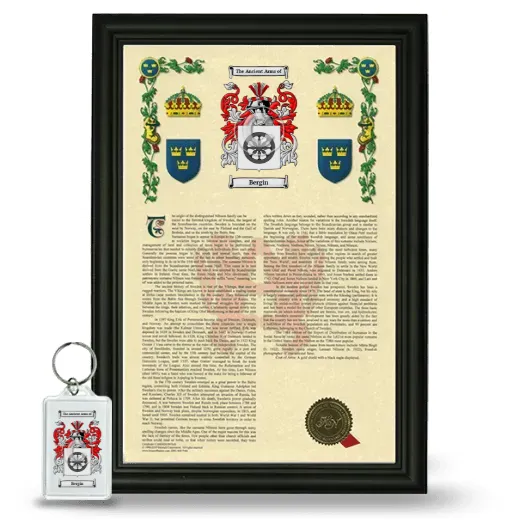 Bergin Framed Armorial History and Keychain - Black