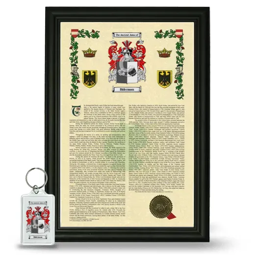 Biderman Framed Armorial History and Keychain - Black