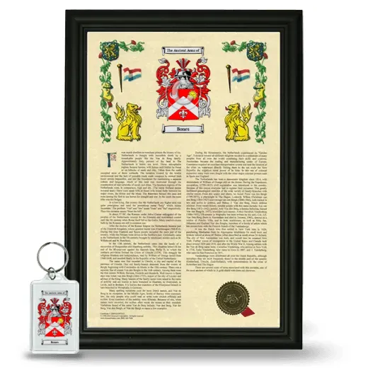 Bones Framed Armorial History and Keychain - Black