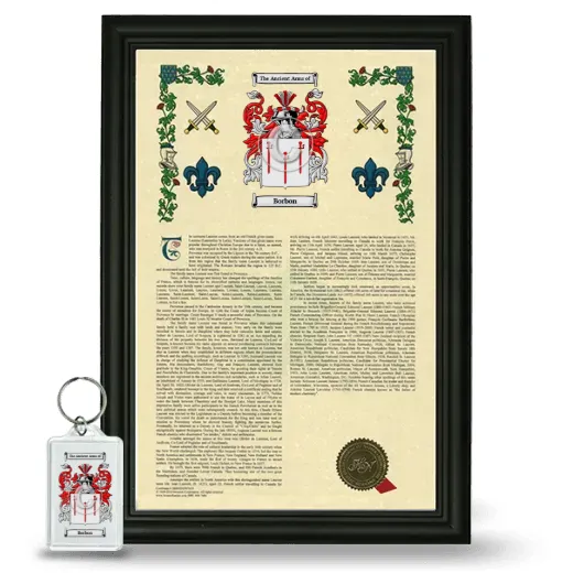 Borbon Framed Armorial History and Keychain - Black