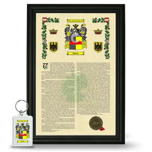 Bornes Framed Armorial History and Keychain - Black