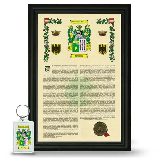 Brauning Framed Armorial History and Keychain - Black