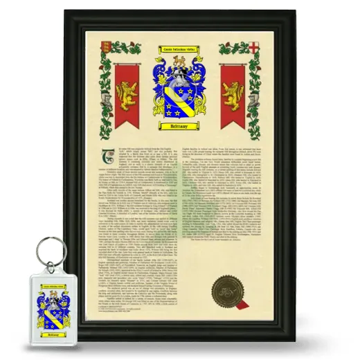 Brittany Framed Armorial History and Keychain - Black