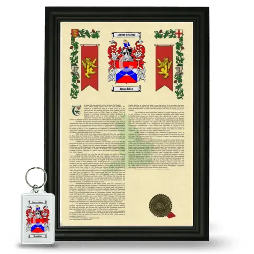 Broaddus Framed Armorial History and Keychain - Black
