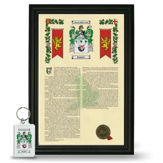 Brunette Framed Armorial History and Keychain - Black