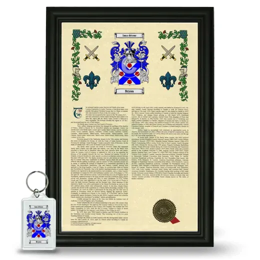 Bryon Framed Armorial History and Keychain - Black