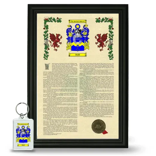 Budd Framed Armorial History and Keychain - Black